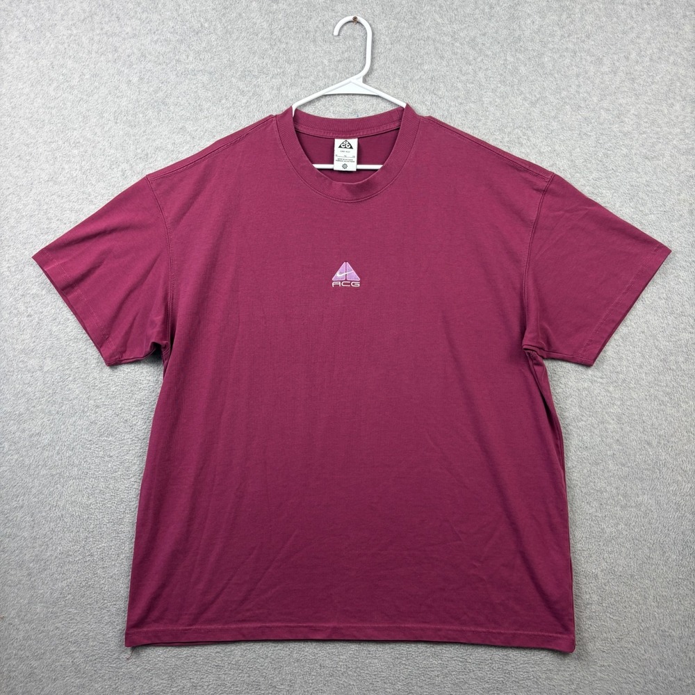 Nike ACG T Shirt Mens XL Purple Embroidered Center Logo Short Sleeve Heavyweight